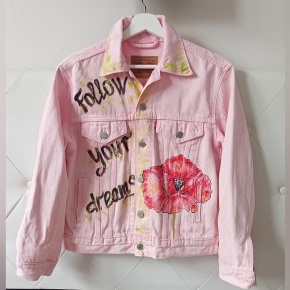 Hand Painted Denim Jacket XS - Picture 3 of 14
